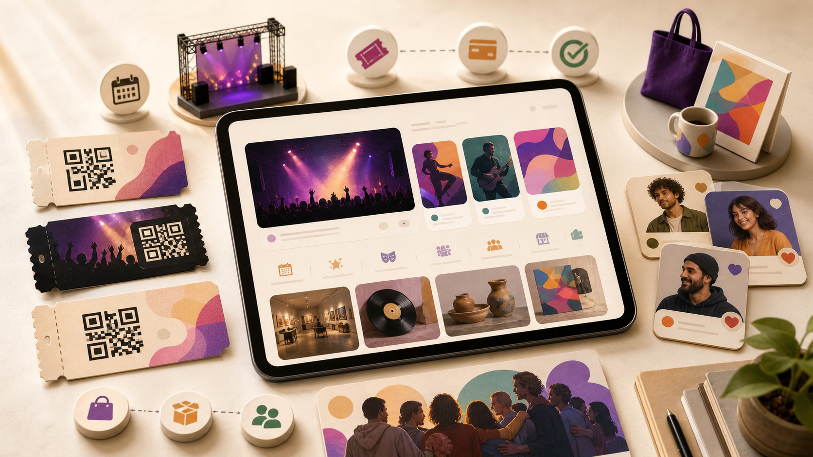 Cuaderno visual sobre plataforma cultural y marketplace
