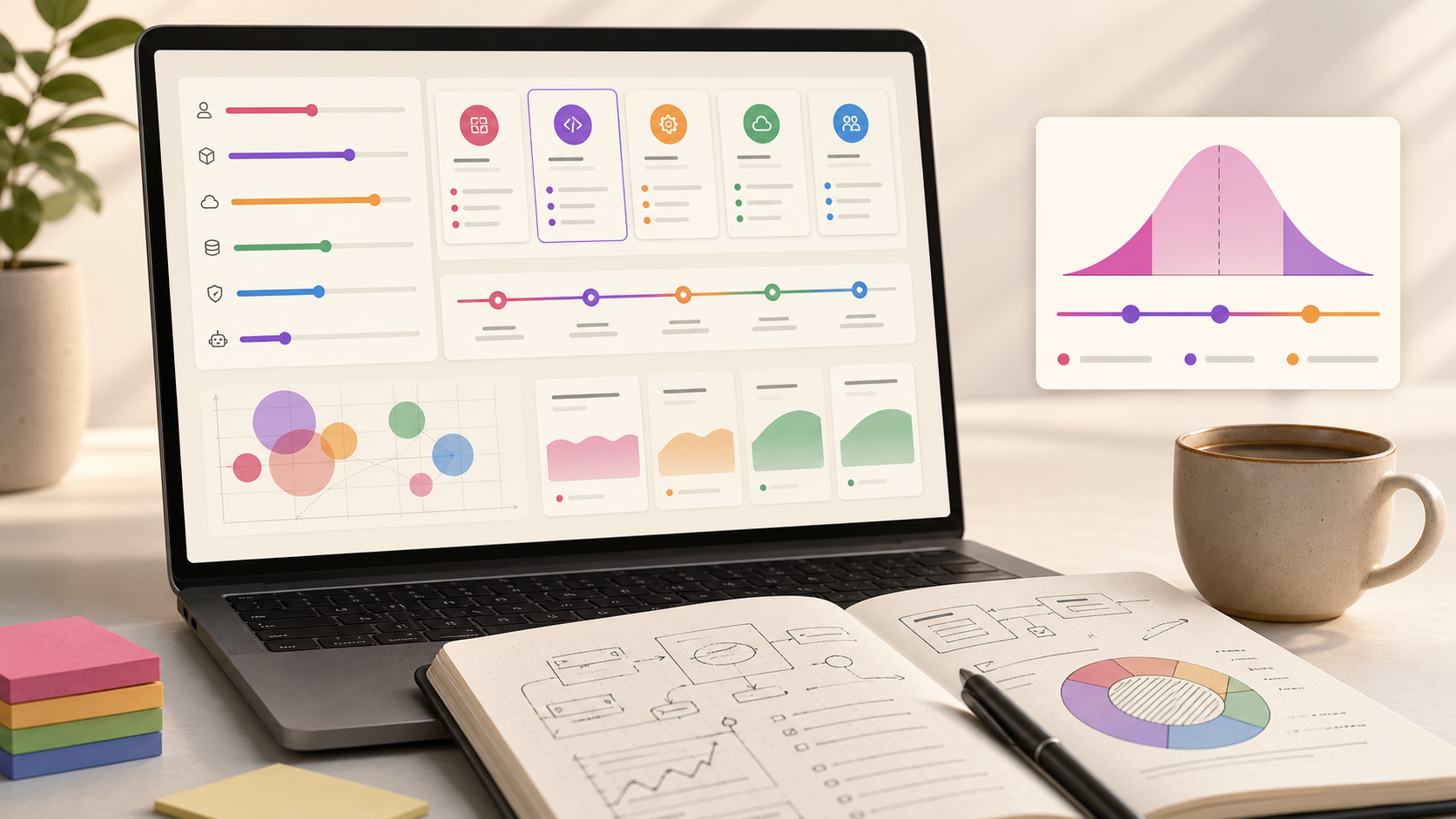 Composición cálida de cuaderno para precios de desarrollo de software